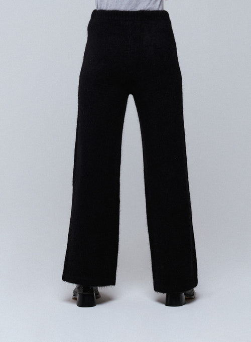 Pantalon Noir en Alpaga / Polyamide / Elasthanne - MAJESTIC FILATURES