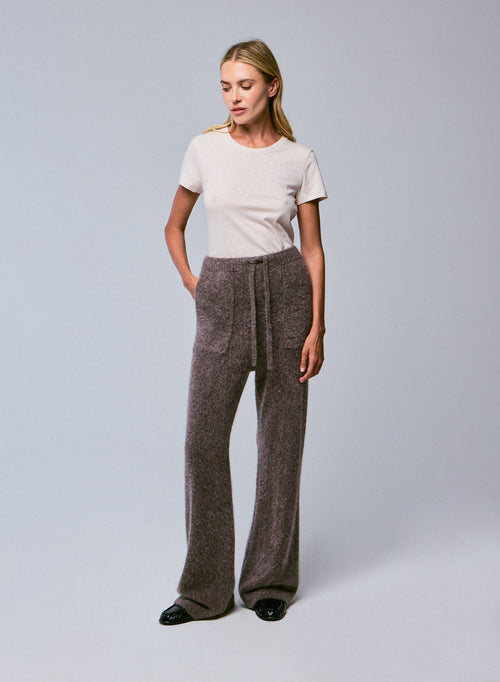 Pantalon Beige en Alpaga / Polyamide / Elasthanne - MAJESTIC FILATURES