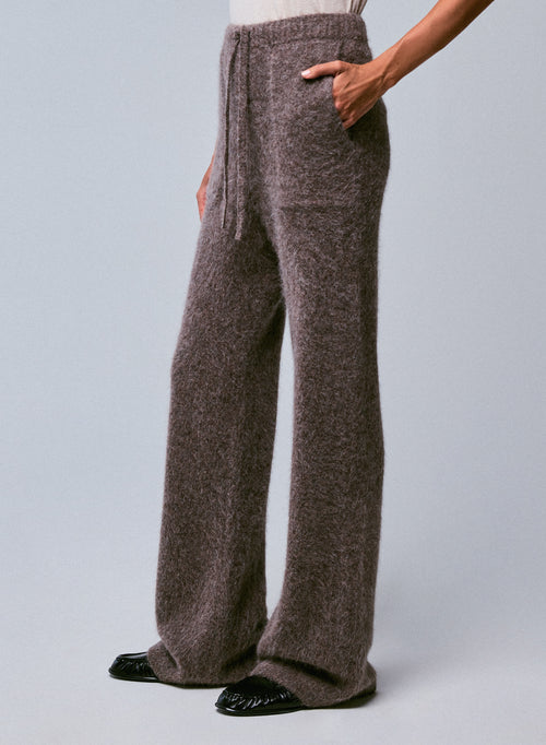 Pantalon Beige en Alpaga / Polyamide / Elasthanne - MAJESTIC FILATURES