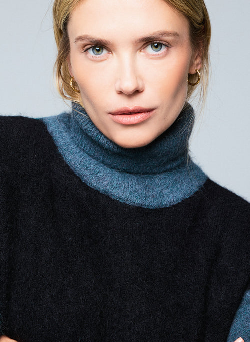 Pull multicouleur Col Roulé Manches Longues en Alpaga / Polyamide / Elasthanne - MAJESTIC FILATURES