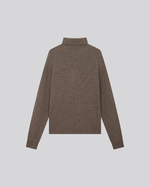 Brown Turtleneck Sweater Long Sleeves in Wool / Fox / Polyamide - MAJESTIC FILATURES