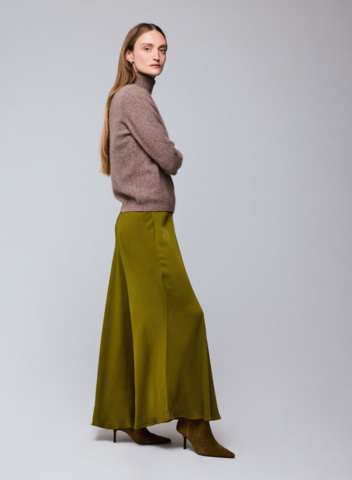 Brown Turtleneck Sweater Long Sleeves in Wool / Fox / Polyamide - MAJESTIC FILATURES