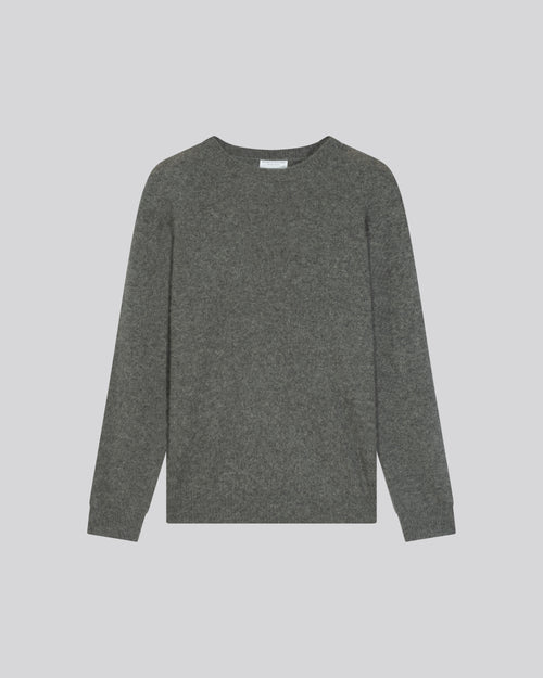 Pull Gris Col Rond Manches Longues en Laine / Fox / Polyamide - MAJESTIC FILATURES