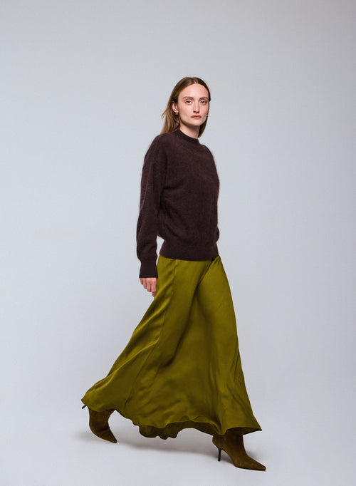 Pull Marron Col Rond Manches Longues en Laine / Cachemire - MAJESTIC FILATURES
