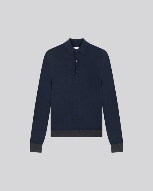 Polo Marine Polo Manches Longues en Laine merinos - MAJESTIC FILATURES