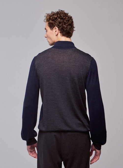 Polo Marine Polo Manches Longues en Laine merinos - MAJESTIC FILATURES