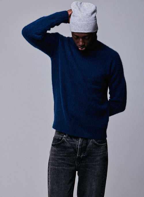 Pull Marine Col Roulé Manches Longues en Laine / Fox / Polyamide - MAJESTIC FILATURES