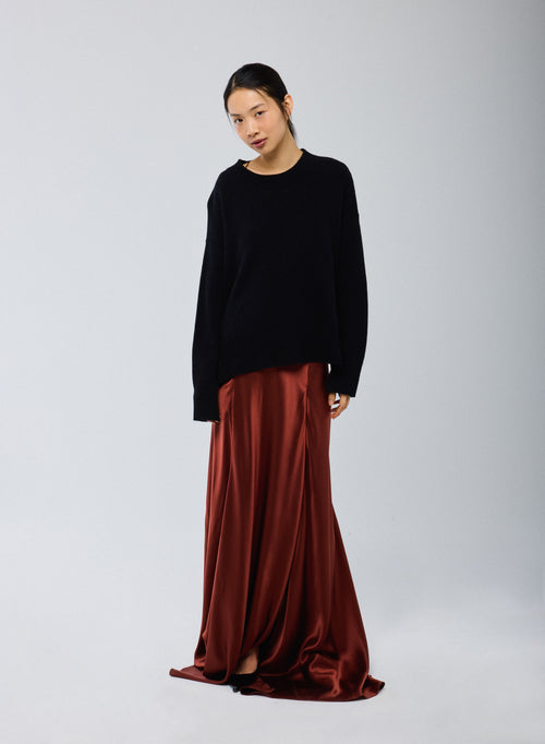 Pull Noir Col Rond Manches Longues en Laine / Cachemire - MAJESTIC FILATURES