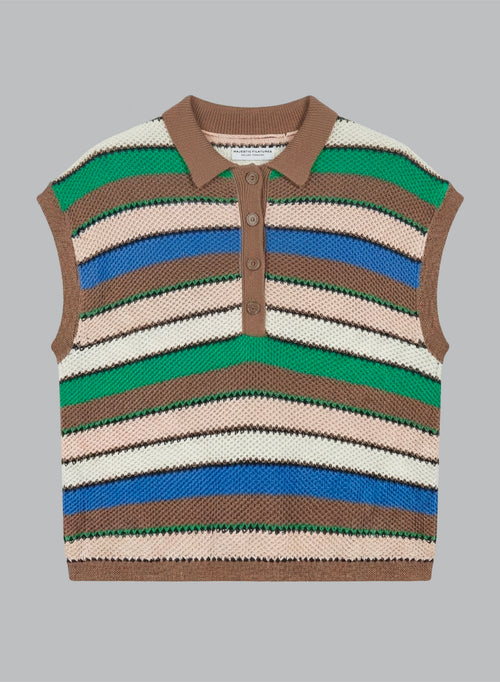 Mehrfarbiges Ärmelloses Polohemd aus Baumwolle - MAJESTIC FILATURES