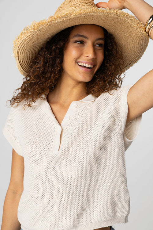 Polo blanco sin mangas de algodón - MAJESTIC FILATURES