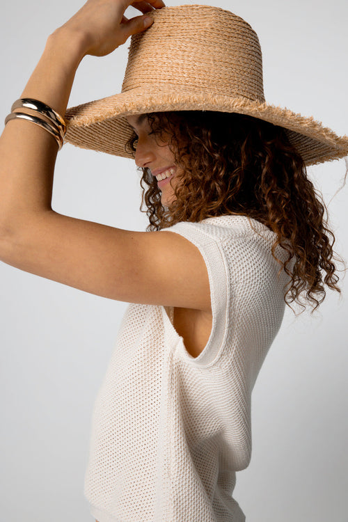 Polo blanco sin mangas de algodón - MAJESTIC FILATURES