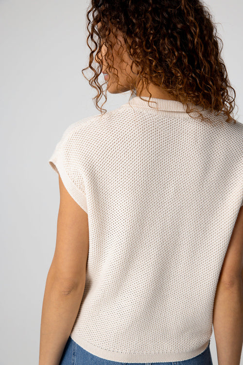 Polo blanco sin mangas de algodón - MAJESTIC FILATURES