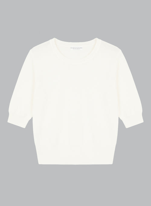 Pull Milk Col Rond Manches Coudes en Laine merinos extrafine - MAJESTIC FILATURES