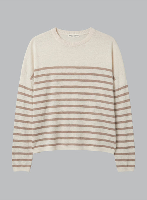 Pull Désert Rayé Col Rond Manches Longues en Lin - MAJESTIC FILATURES