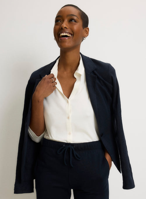 Chemise Blanche Anna poches en Viscose Élasthanne FEMME