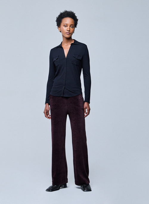 Camisa negra de manga larga - MAJESTIC FILATURES