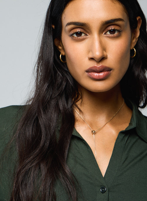 Green Shirt Long Sleeve Viscose / Elastane Shirt - MAJESTIC FILATURES