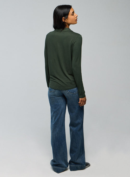 Green Shirt Long Sleeve Viscose / Elastane Shirt - MAJESTIC FILATURES
