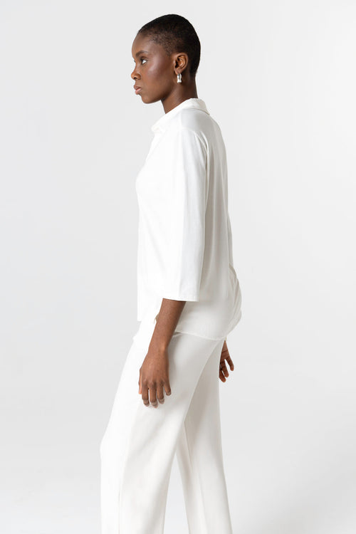 Chemise Crème Manches Trois quarts en Viscose / Élasthanne - MAJESTIC FILATURES