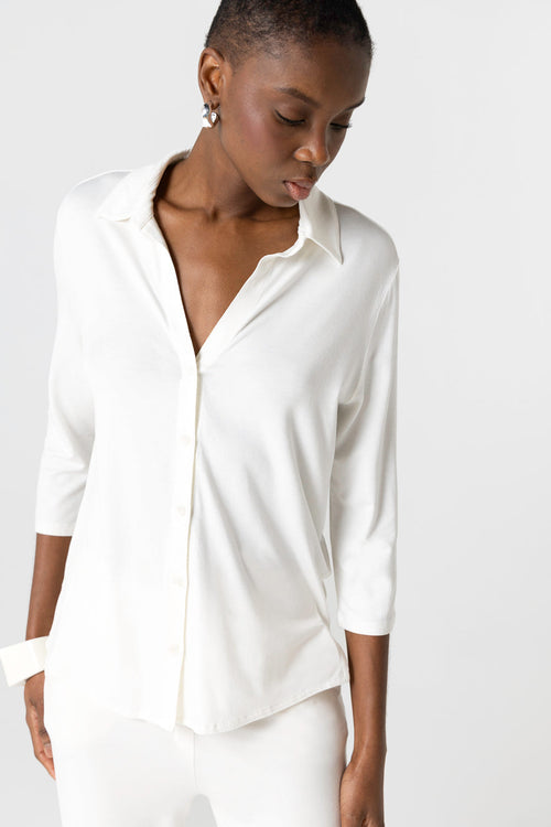 Chemise Crème Manches Trois quarts en Viscose / Élasthanne - MAJESTIC FILATURES