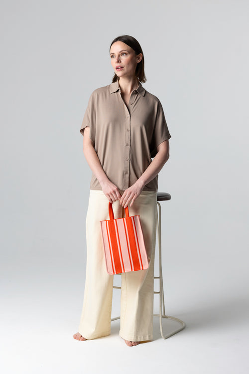 Chemise Marron Manches Courtes en Viscose / Elasthanne - MAJESTIC FILATURES