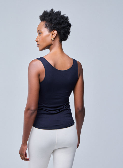 Débardeur Marine Abby finitions bourdon en Viscose et Élasthanne - MAJESTIC FILATURES