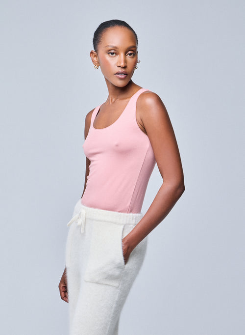 Pink sleeveless viscose/elastane tank top - MAJESTIC FILATURES