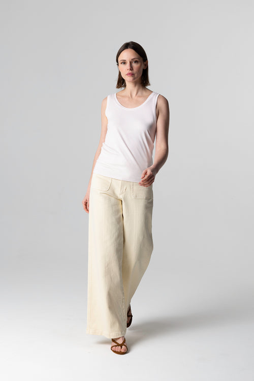 Camiseta sin mangas rosa con cuello en U de viscosa/elastano - MAJESTIC FILATURES