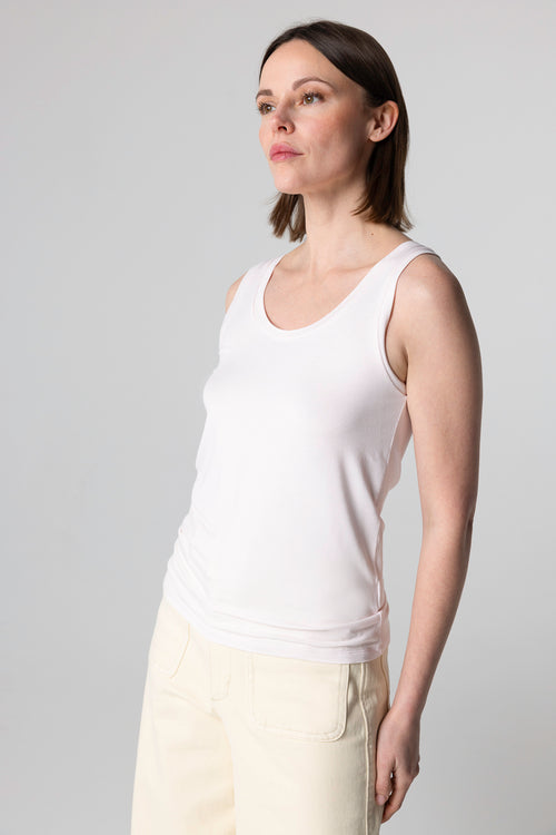 Camiseta sin mangas rosa con cuello en U de viscosa/elastano - MAJESTIC FILATURES