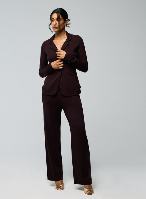 Pantalon Aubergine en Viscose / Elasthanne - MAJESTIC FILATURES