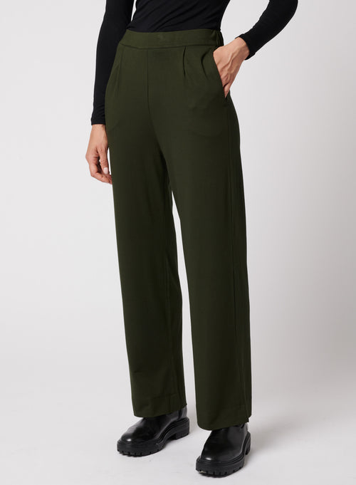 Pantalon Vert en Viscose / Elasthanne - MAJESTIC FILATURES
