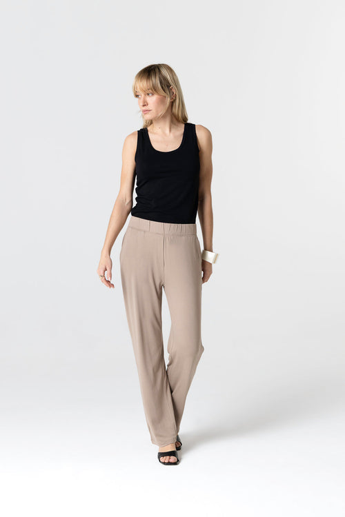 Pantalon Marron en Viscose / Elasthanne - MAJESTIC FILATURES
