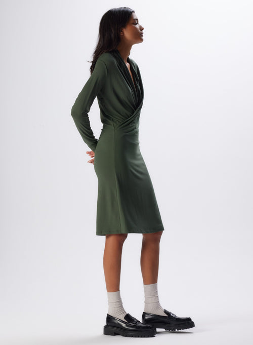 Schaumstoffkleid©mit langärmeligem Ausschnitt aus Viskose und Elasthan - MAJESTIC FILATURES