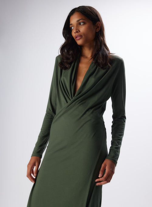 Schaumstoffkleid©mit langärmeligem Ausschnitt aus Viskose und Elasthan - MAJESTIC FILATURES