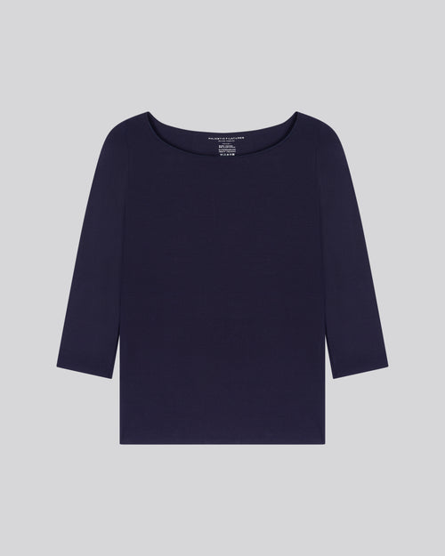 Adèle Vicose / Elastane Boat Neck T-shirt - MAJESTIC FILATURES
