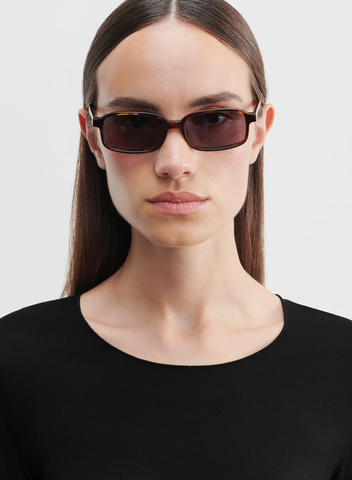Black Round Neck Long Sleeves T-shirt in Viscose and Elastane - MAJESTIC FILATURES