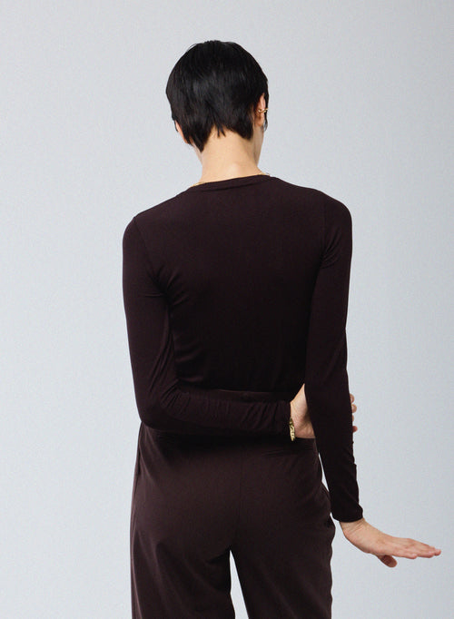 Purple Round Neck Long Sleeves T-shirt Viscose / Elastane   - MAJESTIC FILATURES