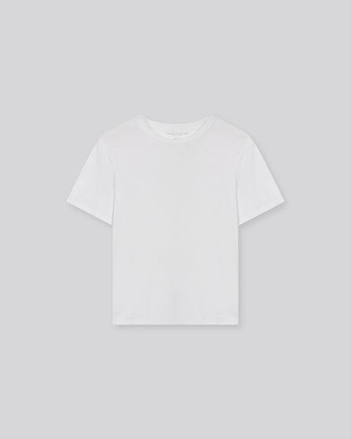 T-shirt Blanc Col Rond Manches Courtes en Viscose / Élasthanne - MAJESTIC FILATURES