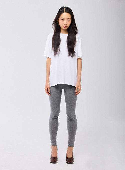 T-shirt Blanc Col Rond Manches Courtes en Viscose / Élasthanne - MAJESTIC FILATURES