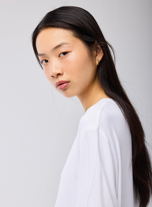 T-shirt Blanc Col Rond Manches Courtes en Viscose / Élasthanne - MAJESTIC FILATURES