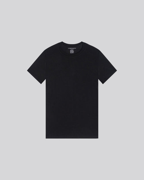 Schwarzes T Shirt Rundhals Kurze Ärmel Viskose Elasthan   - MAJESTIC FILATURES
