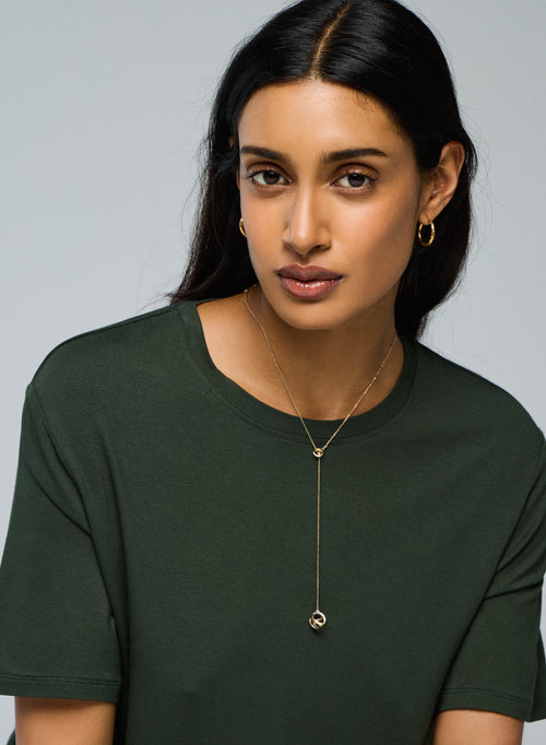 Grünes Kurzarm-T-Shirt aus Viskose / Elasthan mit Rundhalsausschnitt - MAJESTIC FILATURES