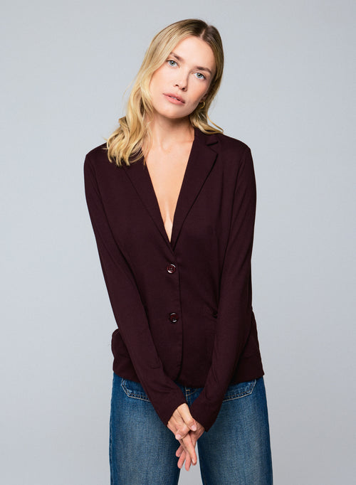 Chaqueta berenjena Chaqueta de manga larga en viscosa / elastano - MAJESTIC FILATURES