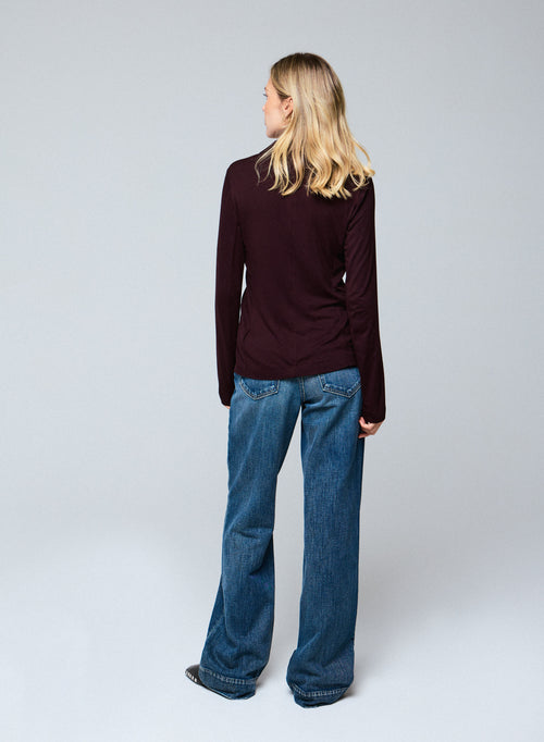 Chaqueta berenjena Chaqueta de manga larga en viscosa / elastano - MAJESTIC FILATURES