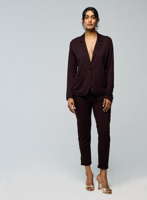 Aubergine long-sleeved jacket in viscose / elastane - MAJESTIC FILATURES