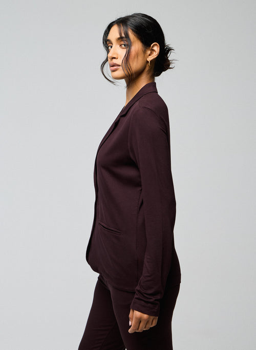 Aubergine long-sleeved jacket in viscose / elastane - MAJESTIC FILATURES