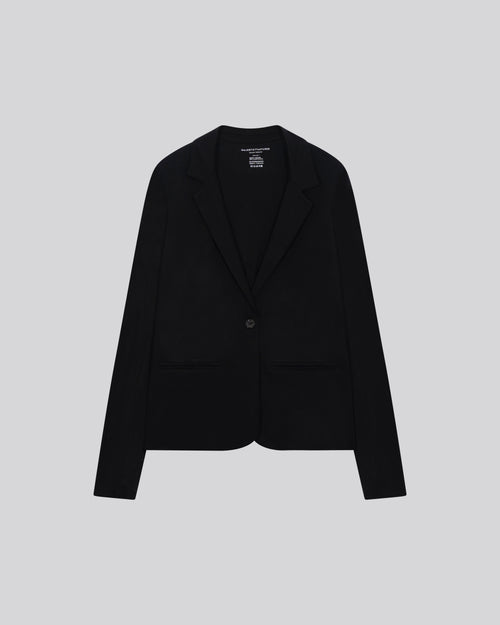 Schwarz Kragen Jacke Langarm aus Viskose und Elastan - MAJESTIC FILATURES