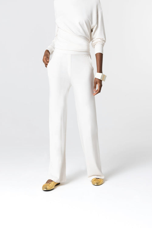 Hose aus Viskose/Elasthan in Weiß - MAJESTIC FILATURES