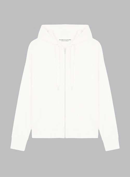 Round-Neck Long-Sleeve Sweatshirt in Viscose / Elastane in Cream - MAJESTIC FILATURES