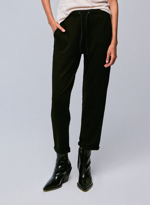 Pantalon Noir avec Poches en Viscose et Élasthanne - MAJESTIC FILATURES